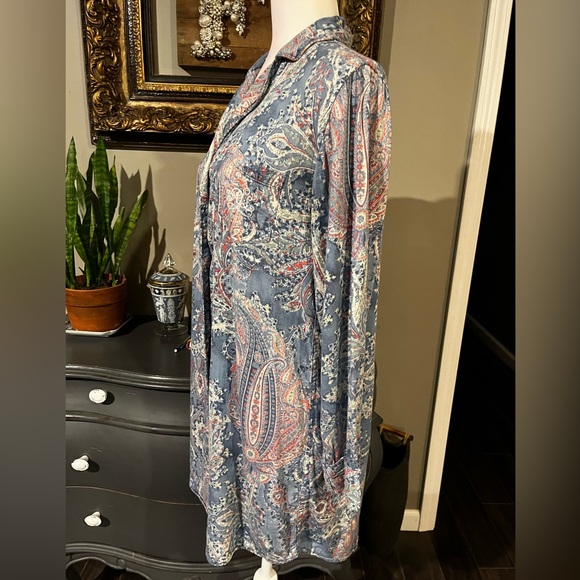 Ralph Lauren Button Down Paisley Sleep Shirt with Embroidered Logo on Po… - Picture 2 of 15